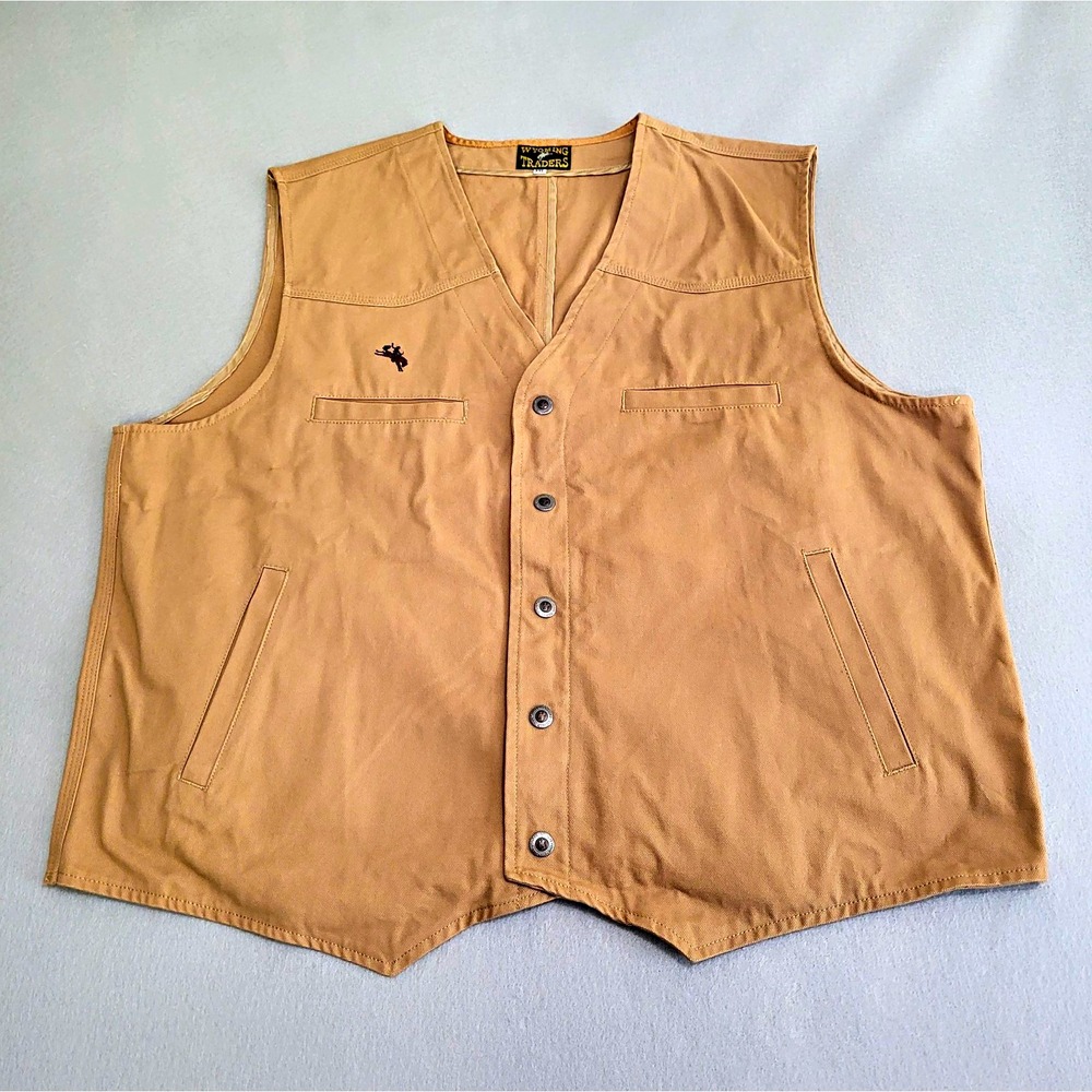 Wyoming Traders Brown Canvas Vest Concealed Carry Snap Front Western Men's  2XL